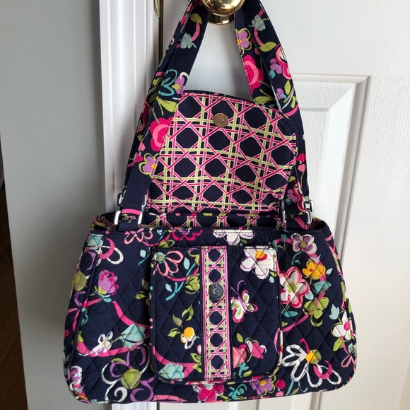 🌺Vera Bradley Ribbons Navy Blue Pattern Shoulder Bag🌺 - Picture 6 of 12